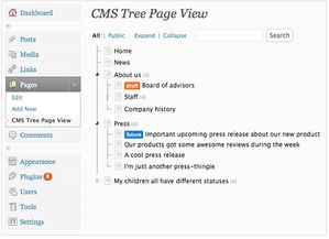 wordpress网站页面树形结构图插件 cms tree page view